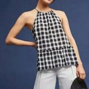 NWT Anthropologie Cloth & Stone Gingham Top Size Small